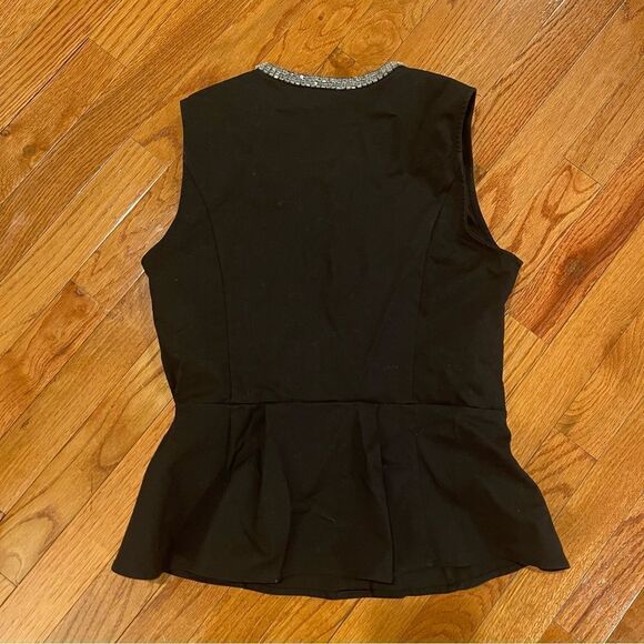 3.1 Phillip Lim Target Black Front Zip Peplum Beaded Top Size Medium - Picture 4 of 7